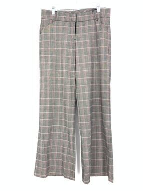 Y2K Speechless Women's Size 9 Wide Leg Dress Pants Gray Pink Plaid Stretch